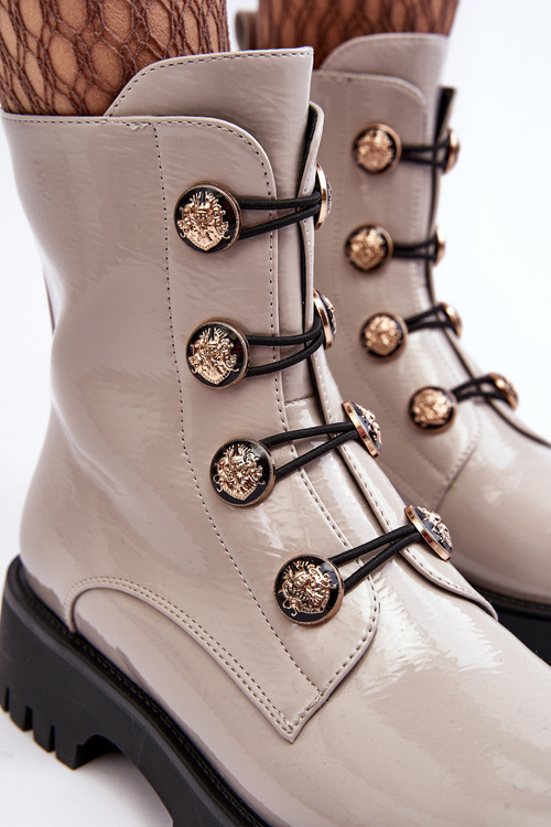 Чоботи жіночі стьобані з ґудзиками D&A MR870-51 Світло-бежевий