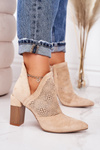Ажурні чоботи на блочному каблуці Бежеві Michelle
