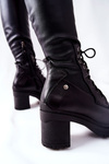 Жіночі високі чоботи на зав'язках чорні Maciejka 04782-01