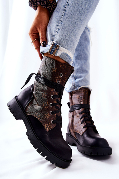 Шкіряні чоботи коричнево-чорні Lonevis