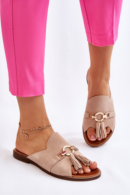 Жіночі замшеві тапочки Lewski Shoes 3226 Beige