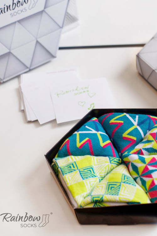 Веселкові шкарпетки в геометричному візерунку 3 пари