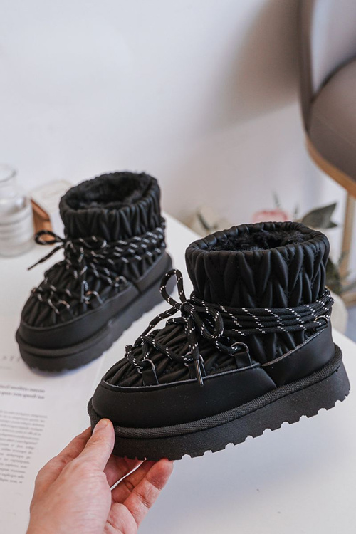 Дитячі Зимові Черевики З Теплим Вовняним Укладанням Чорні Настира