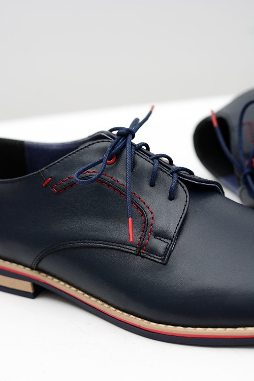 Чоловічі шкіряні напівчеревики Bednarek Elegant Pietro Navy Blue