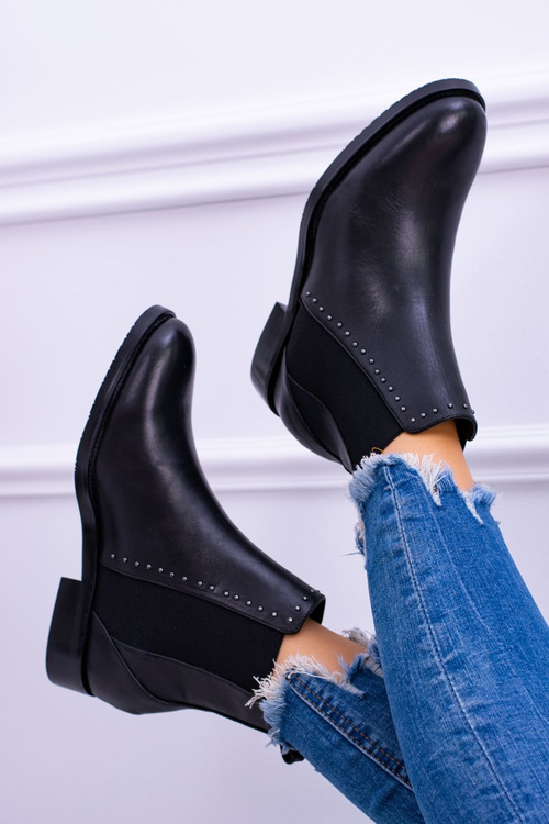 Чорні шкіряні черевики на шпильці BIG STAR BB274611