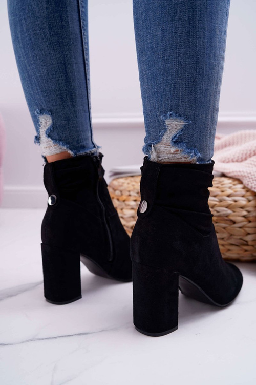 Жіночі чоботи на шпильці замшеві чорні Greybond
