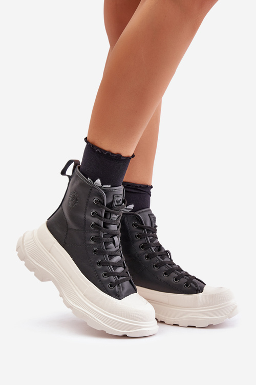 Шкіряні утеплені кросівки на масивній платформі Big Star OO274A599 Чорні