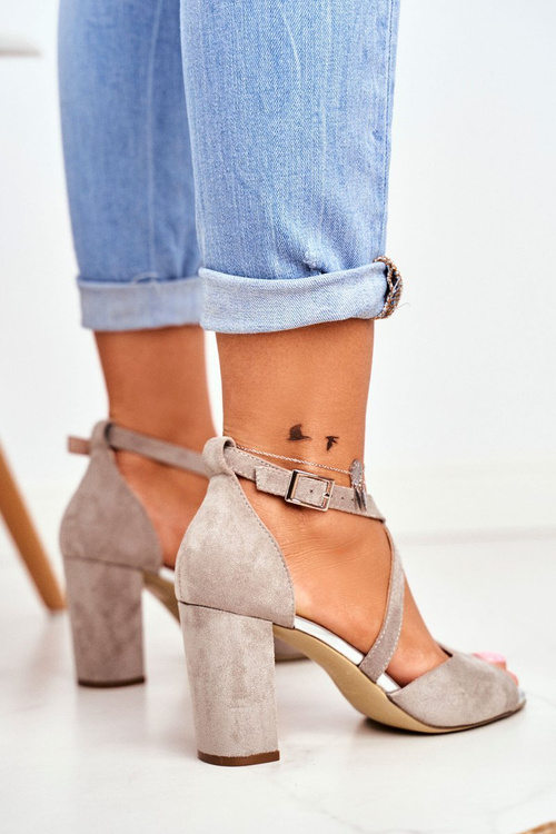 Замшеві босоніжки на шпильці Sergio Leone SK865 сірі