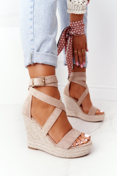 Босоніжки на танкетці з косами Бежеві Lanzarote