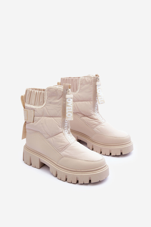 Жіночі високі зимові черевики утеплені бежеві Freoc