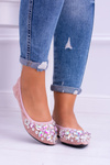 Lu Boo Pink Suede Eraser Ballerinas Stones Even