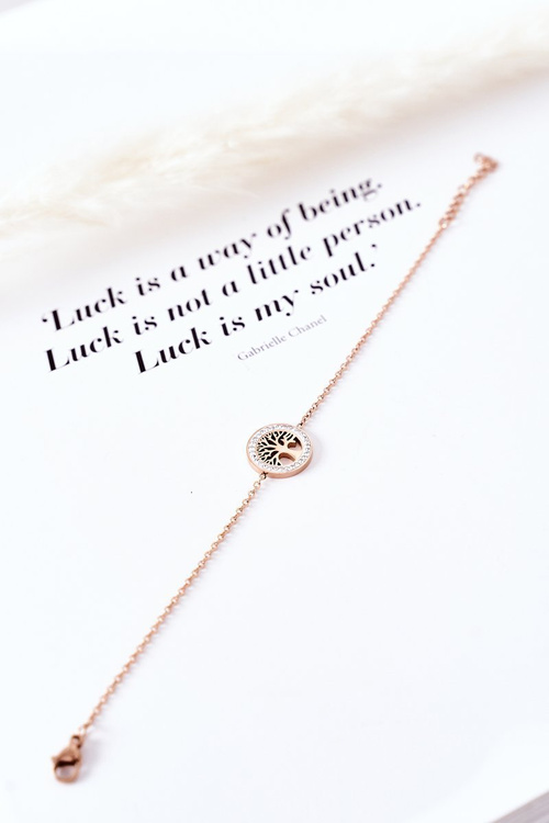 Браслет Дерево Життя з кубічним цирконієм рожевого золота