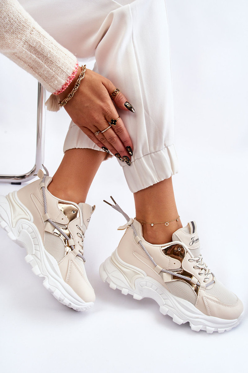 Жіноче спортивне взуття на платформі бежеві Minea