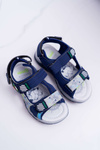 Дитячі молодіжні хлопчачі сандалі на липучці темно-сині Reksio
