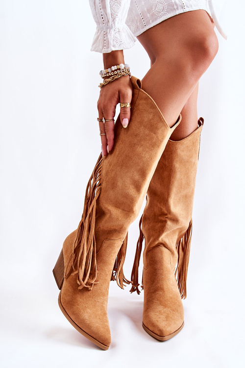 Жіночі замшеві ковбойські чоботи з бахромою Camel Simplo