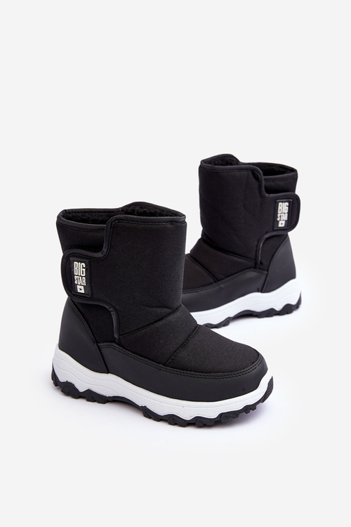 Дитячі снігові черевики на флісовій підкладці зі шнурівкою, чорні, велика зірка MM374119