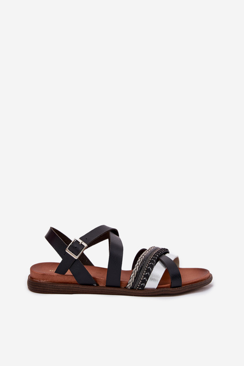 Жіночі Плоскі Сандалі З Ремінцями Чорні Sergio Leone SK087H