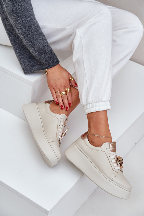 Жіночі Шкіряні Кросівки CheBello 4411 Світло Бежеві