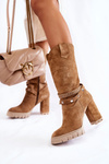 Жіночі високі чоботи на високому каблуці Lewski Shoes 3246 Beige