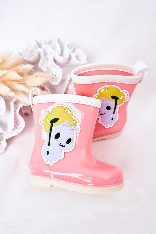 Дитячі чобітки з зайчиком рожеві
