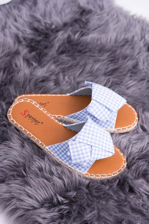 Жіночі шльопанці з краваткою-метеликом для дівчини, блакитні