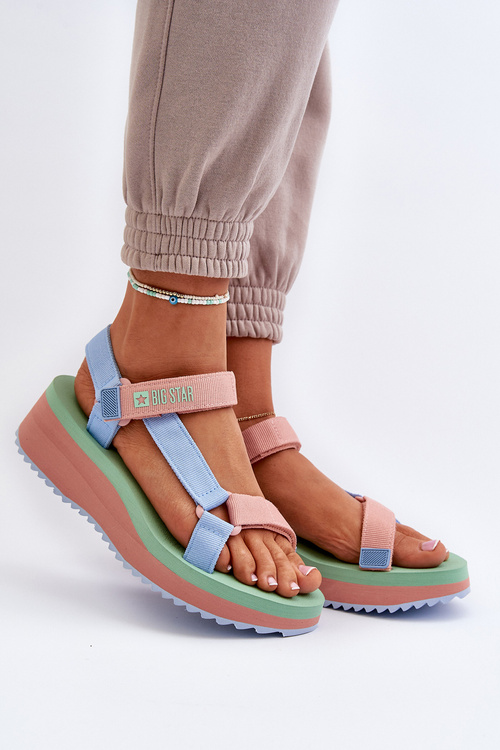 Жіночі босоніжки на платформі та танкетці Big Star NN274A055 Сині