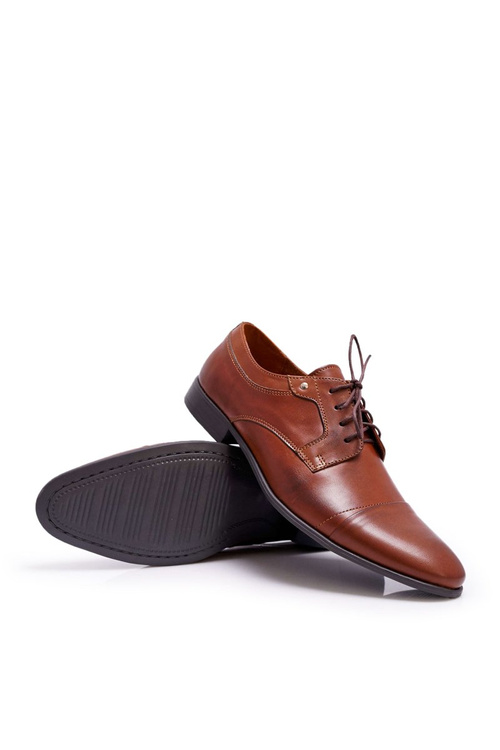 Чоловічі елегантні коричневі шкіряні півчеревики Trust