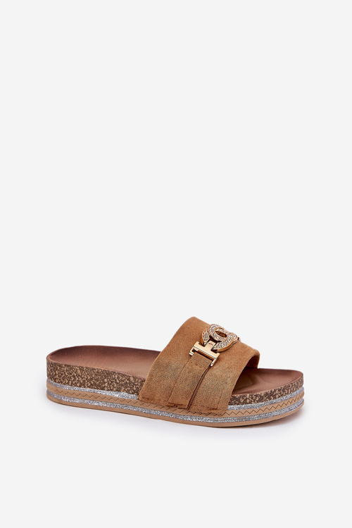 Жіночі Сандалі З Золотим Деталем На Платформі З Блиском Camel Eanes