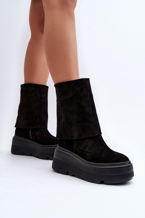 Замшеві черевики на платформі Maciejka Чорні 05319-01