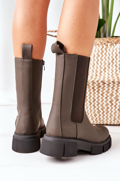 Утеплені черевики челсі армійського зеленого кольору Must Have