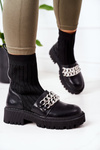 Чоботи з ланцюгом чорного кольору
