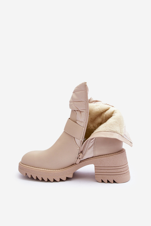 Шкіряні утеплені чоботи на пряжці, бежеві Osonia