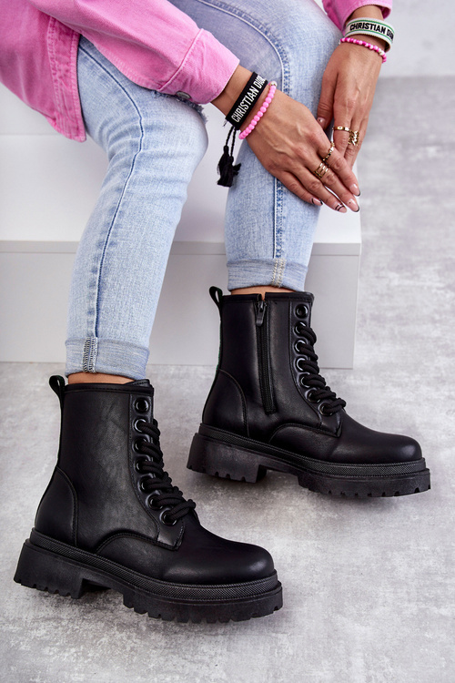 Жіночі шкіряні чоботи Workers Light Black Denila