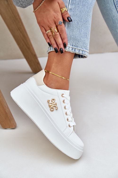 Жіночі Кросівки На Платформі Біло-Бежеві Temittes