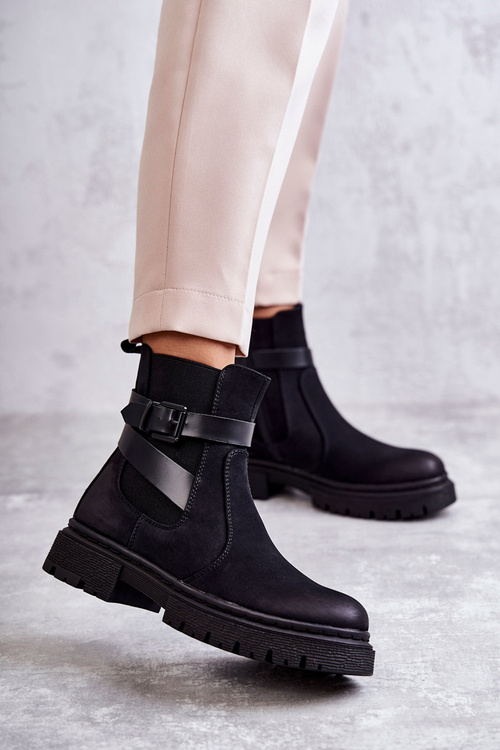 Жіночі утеплені черевики Jodhpur з поясом Чорні Jose