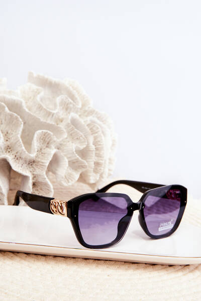 Жіночі сонцезахисні окуляри із золотими деталями UV400 Чорні