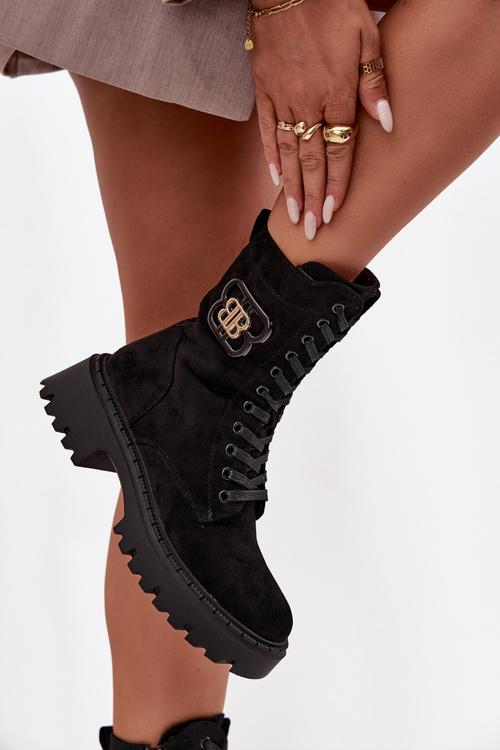 Жіночі Воркери Черевики З Оздобою Теплі Чорні Калінда