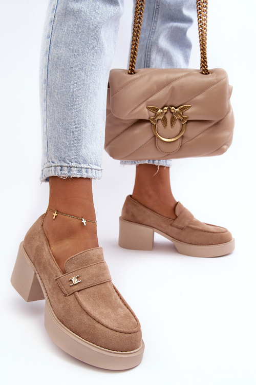 Жіночі замшеві туфлі на підборах бежеві Afnira