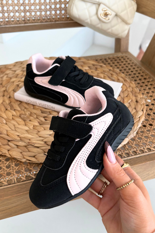 Дитяче спортивне взуття на липучці Чорно-рожеве Perrin