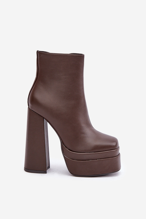 Чоботи На Масивній Платформі І Каблуку Утеплені Шоколадні Selahra