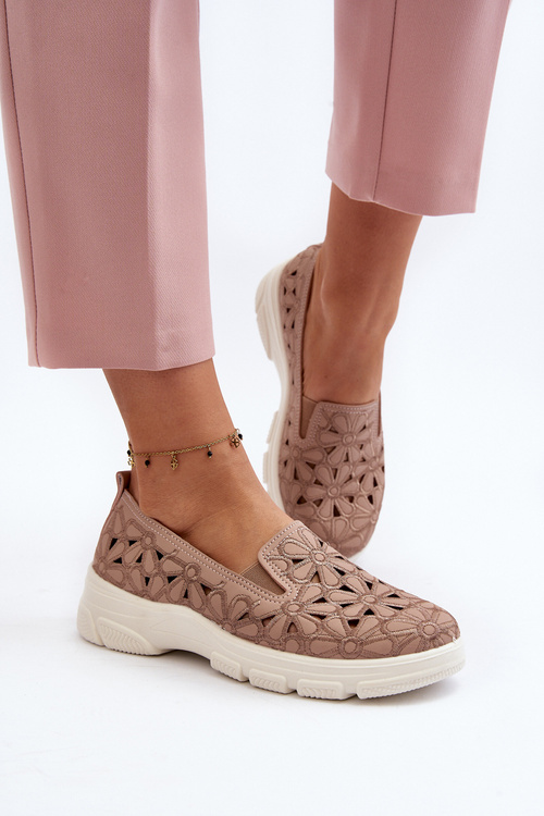 Рожеві жіночі лофери Emilei з вирізом