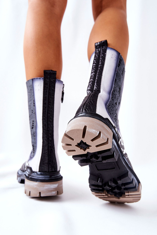 Високі шкіряні черевики Maciejka Black and White 05141-11