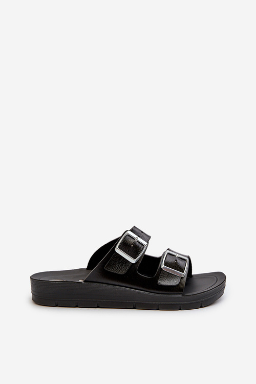 Зручні жіночі шльопанці з пряжками Inblu CP000034 Чорні