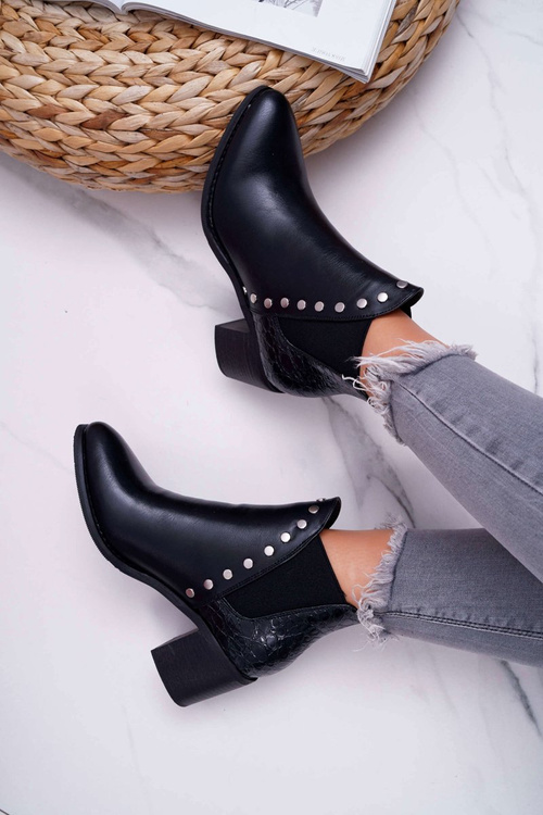 Жіночі чоботи на підборах з гумками Чорні Vista