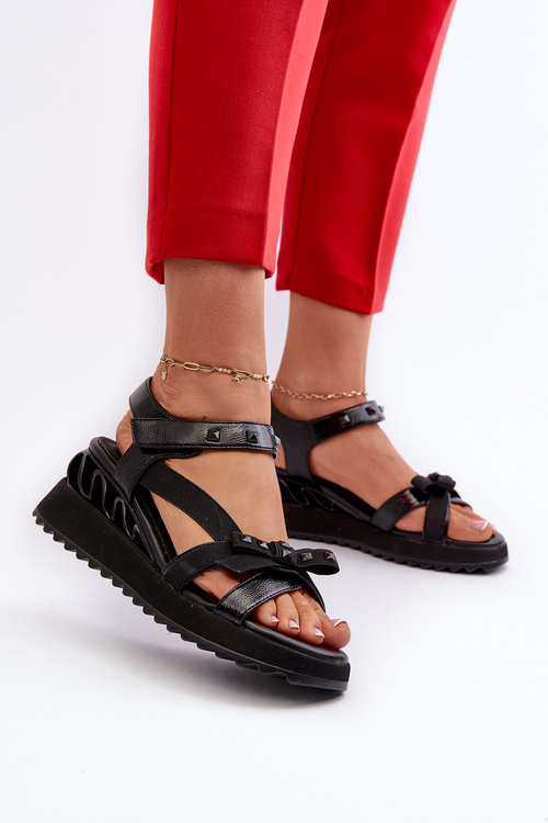 Жіночі босоніжки з бантом D&A CR956 Чорні