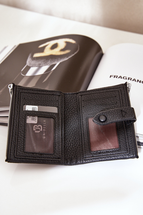 Еко шкіряний жіночий гаманець чорний Bronica