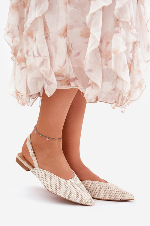 Балерини З Плетінням І Загостреними Носами Бежеві Hefion