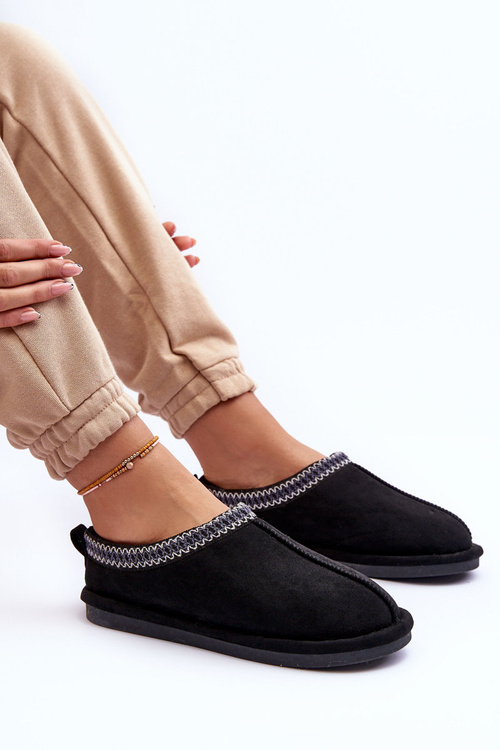 Жіночі замшеві тапочки з хутром чорного кольору Polinna