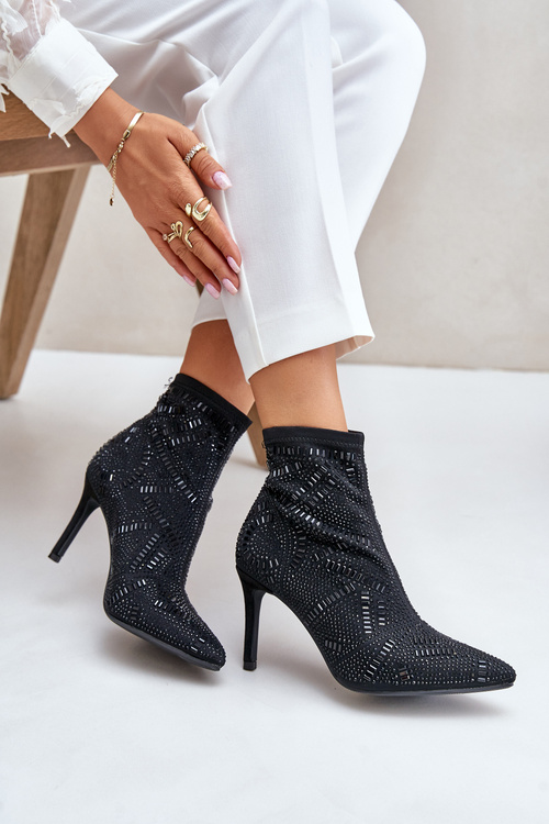 Декоративні чобітки на шпильці S.Barski HY42-161 Чорні