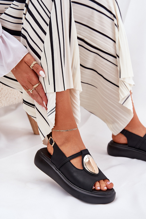 Шкіряні Елегантні Жіночі Сандалі S.Barski GR51-603 Чорні